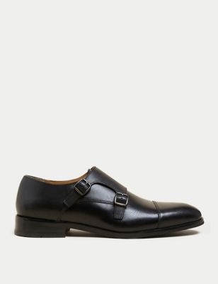 Leather Double Monk Strap Shoes