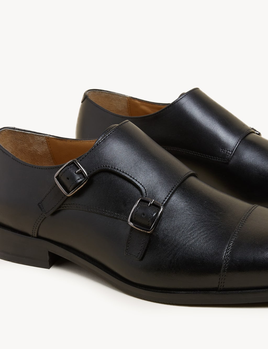 Leather Double Monk Strap Shoes image 2