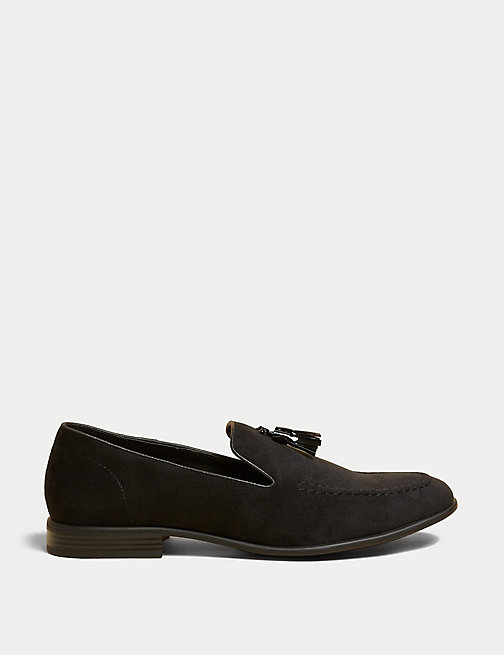 Marks And Spencer Mens M&S Collection Velvet Slip-On Loafers - Black, Black