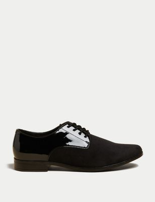 M&S Mens Velvet and Patent Derby Shoes - 6 - Black, Black