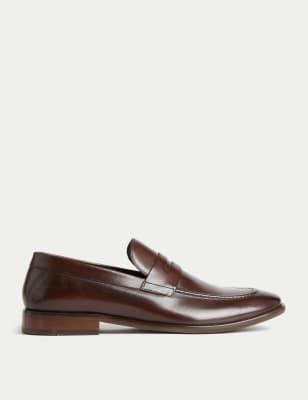 

Mens M&S Collection Leather Slip-On Loafers - Brown, Brown