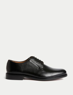 M&S Sartorial Mens Leather Derby Shoes - 9.5 - Black, Black