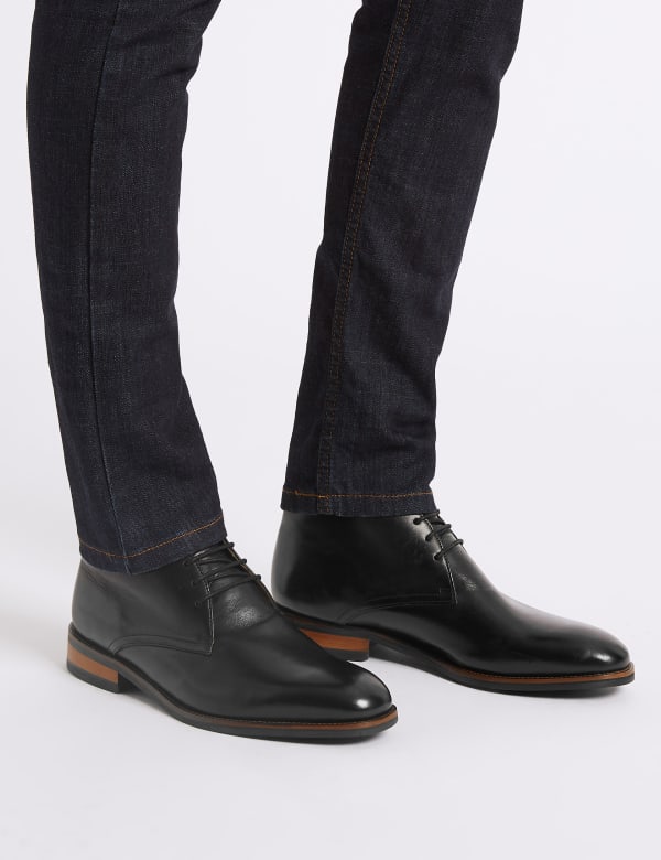 Wide Fit Leather Chukka Boots