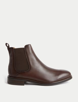 

Mens M&S Collection Wide Fit Leather Chelsea Boots - Brown, Brown