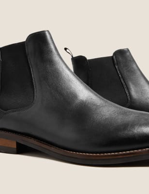 m&s black leather chelsea boots