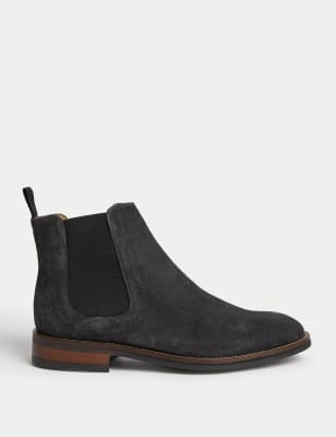 

Mens M&S Collection Suede Pull-On Chelsea Boots - Dark Charcoal, Dark Charcoal