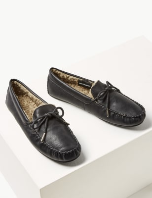 Marks and spencer moccasin best sale slippers mens