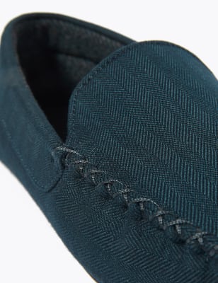 

Mens M&S Collection Moccasin Slippers with Thermowarmth™ - Dark Blue Mix, Dark Blue Mix