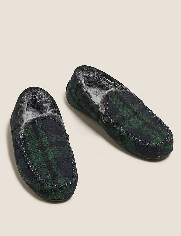 Checked Moccasin Slippers with Freshfeet™ - SK
