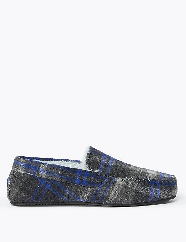 Checked Moccasin Slippers with Freshfeet™ - HK