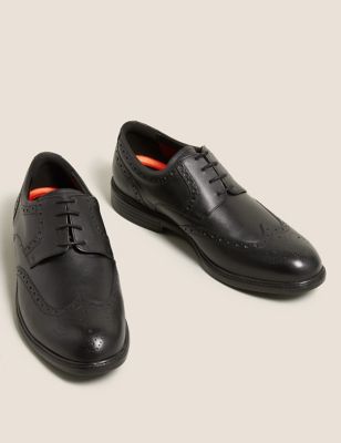 M&S Mens Wide Fit Airflex  Leather Brogues