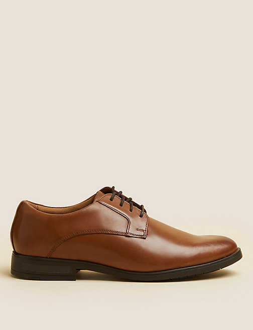 Marks And Spencer Mens M&S Collection Airflex Leather Derby Shoes - Tan, Tan
