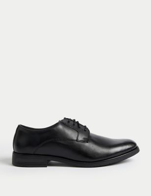 M&S Men's Airflex Leather Derby Shoes - 6 - Black, Black,Brown