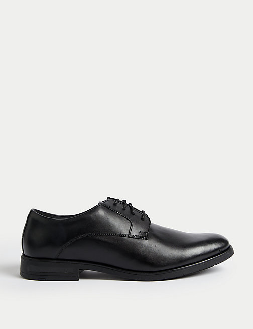 Marks And Spencer Mens M&S Collection Airflex Leather Derby Shoes - Black, Black