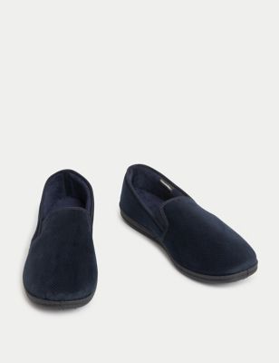 M&S Mens Velour Slippers with Freshfeet 