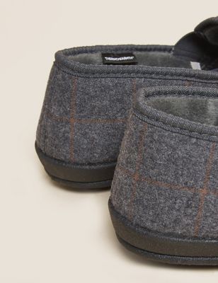 

Mens M&S Collection Checked Slippers with Freshfeet™ - Grey Mix, Grey Mix