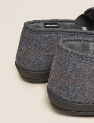 

Mens M&S Collection Checked Slippers with Freshfeet™ - Grey Mix, Grey Mix