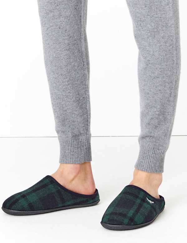 Checked Mule Slippers