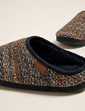 Fur Lined Knitted Mule Slippers