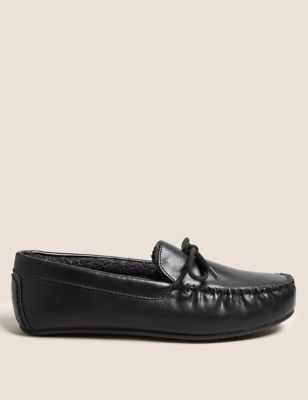 Marks And Spencer Mens M&S Collection Moccasin Slippers with Freshfeet - Black
