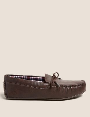 Marks And Spencer Mens M&S Collection Moccasin Slippers with Freshfeet - Brown