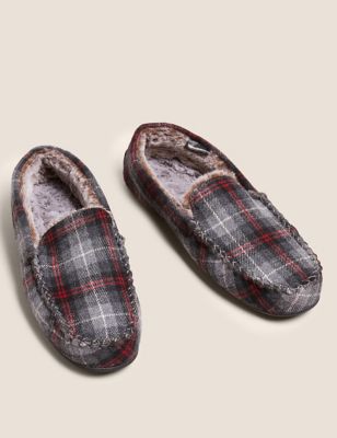 Checked Moccasin Slippers with Freshfeet™