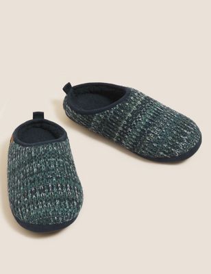 

Mens M&S Collection Mule Slippers with Freshfeet™ - Dark Green Mix, Dark Green Mix