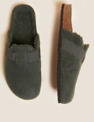 Mens Mule Slippers with Freshfeet™ - Khaki Mix