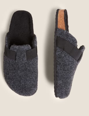 

Mens Mule Slippers with Freshfeet™ - Dark Grey, Dark Grey