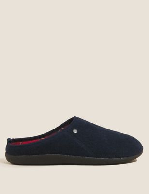 

Mens M&S Collection Fleece Lined Mule Slippers with Freshfeet™ - Navy, Navy