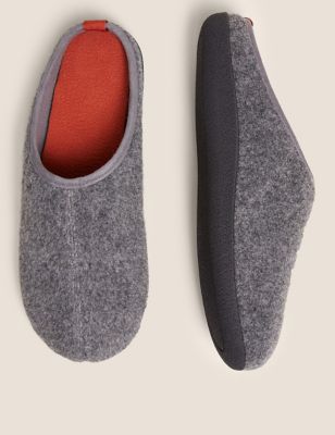 

Mens M&S Collection Fleece Lined Mule Slippers with Freshfeet™ - Medium Grey, Medium Grey