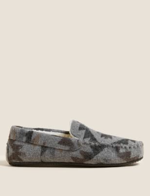 

M&S Collection Zapatillas tipo mocasín estampadas con Freshfeet™Mens - Grey Mix, Grey Mix