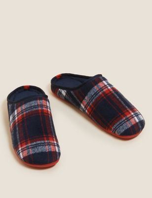 

Mens M&S Collection Checked Mule Slippers with Freshfeet™ - Red Mix, Red Mix