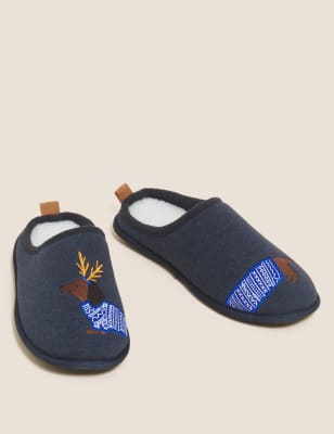 

Mens M&S Collection Sausage Dog Mule Slippers with Freshfeet™ - Dark Navy, Dark Navy