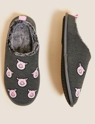 

Mens M&S Collection Men's Percy Pig™ Mule Slippers with Freshfeet™ - Grey, Grey