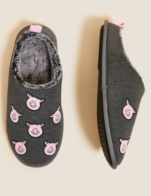 

Mens M&S Collection Men's Percy Pig™ Mule Slippers with Freshfeet™ - Grey, Grey