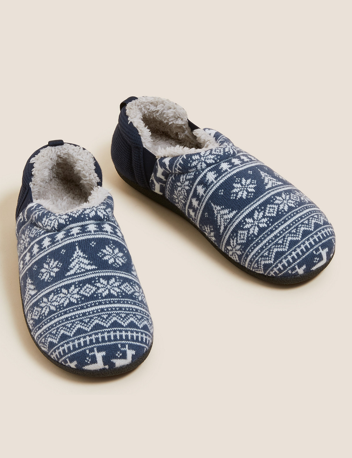Fair Isle Pattern Slippers with Freshfeet™