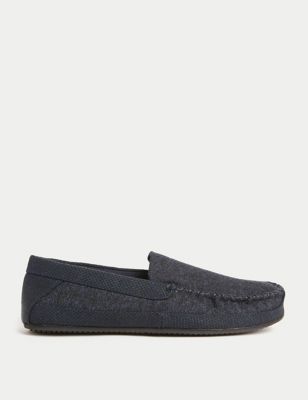 M&S Mens Moccasin Slippers - 6 - Navy, Navy