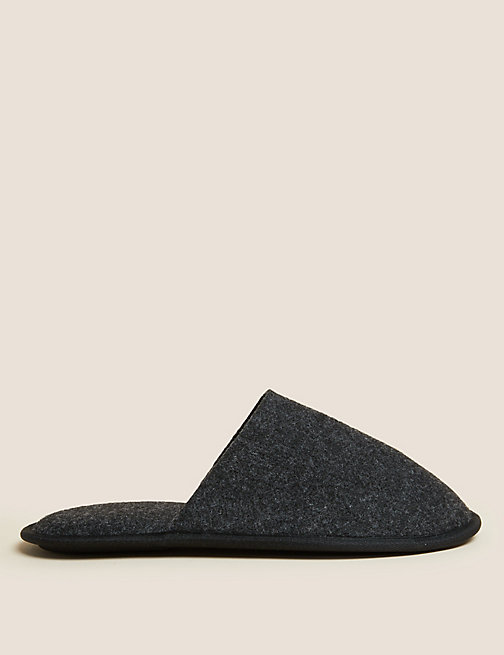 Marks And Spencer Mens M&S Collection Mule Slippers with Freshfeet - Charcoal