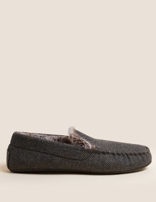 Mens wool best sale lined moccasin slippers