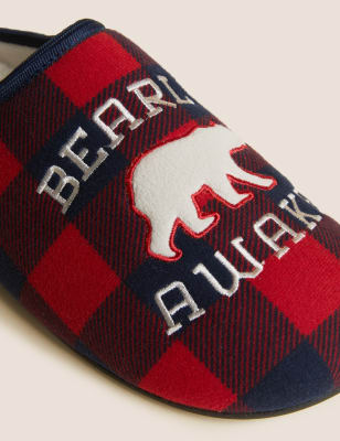 M&s tartan online slippers