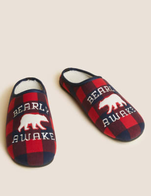 M&s tartan slippers hot sale