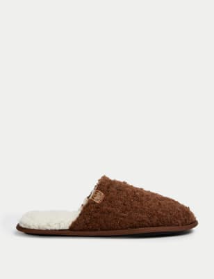 

Mens M&S Collection Fleece Lined Mule Slippers with Freshfeet™ - Brown Mix, Brown Mix