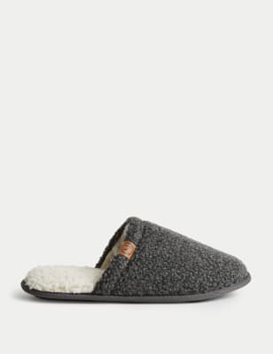 

Mens M&S Collection Fleece Lined Mule Slippers with Freshfeet™ - Grey Mix, Grey Mix