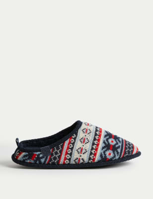 Fair Isle Mule Slippers with Freshfeet™ - US