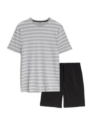 M&S Mens Pure Cotton Striped Pyjama Set - Grey Mix, Grey Mix