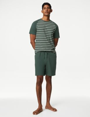 

Mens M&S Collection Pure Cotton Striped Pyjama Set - Green Mix, Green Mix