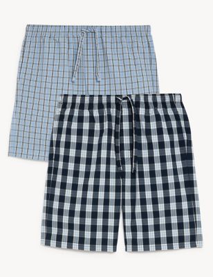 2pk Pure Cotton Checked Pyjama Shorts - MY