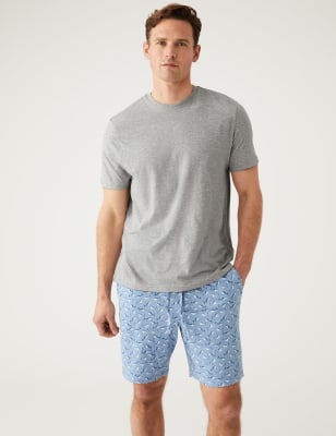 

Mens M&S Collection Pure Cotton Shark Print Pyjama Set - Grey Mix, Grey Mix
