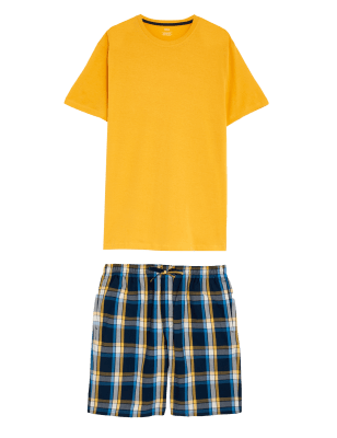 

Mens M&S Collection Pure Cotton Checked Pyjama Set - Yellow Mix, Yellow Mix